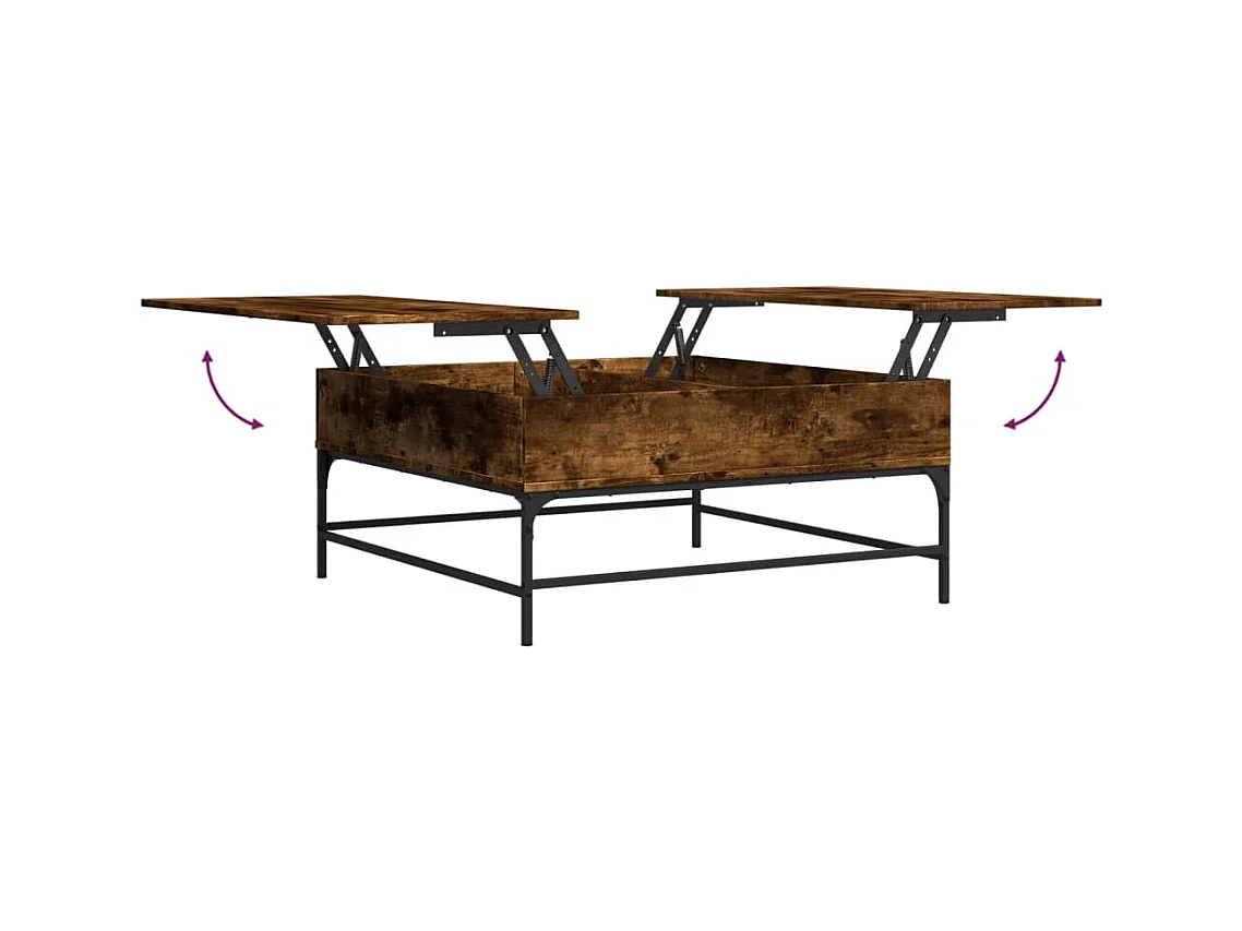 Table basse chêne fumé 95x95x45 bois d'ingénierie et métal