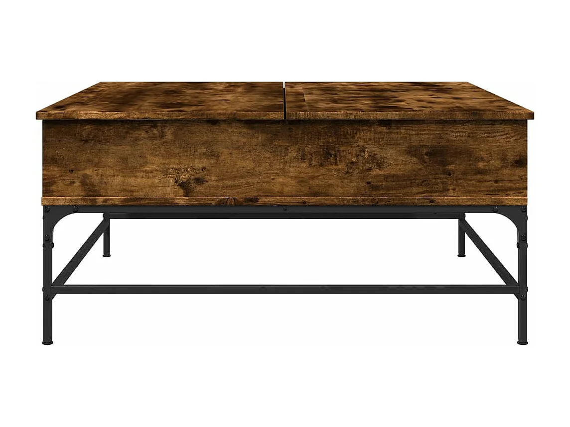 Table basse chêne fumé 95x95x45 bois d'ingénierie et métal