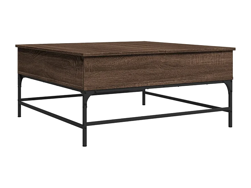 Table basse chêne marron 95x95x45 bois d'ingénierie et métal