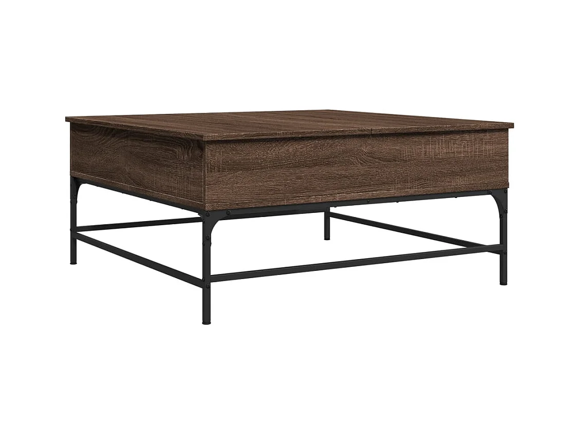 Table basse chêne marron 95x95x45 bois d'ingénierie et métal