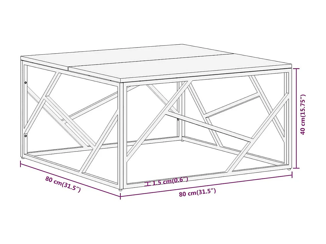 Table basse doré acier inoxydable et bois de mélèze massif
