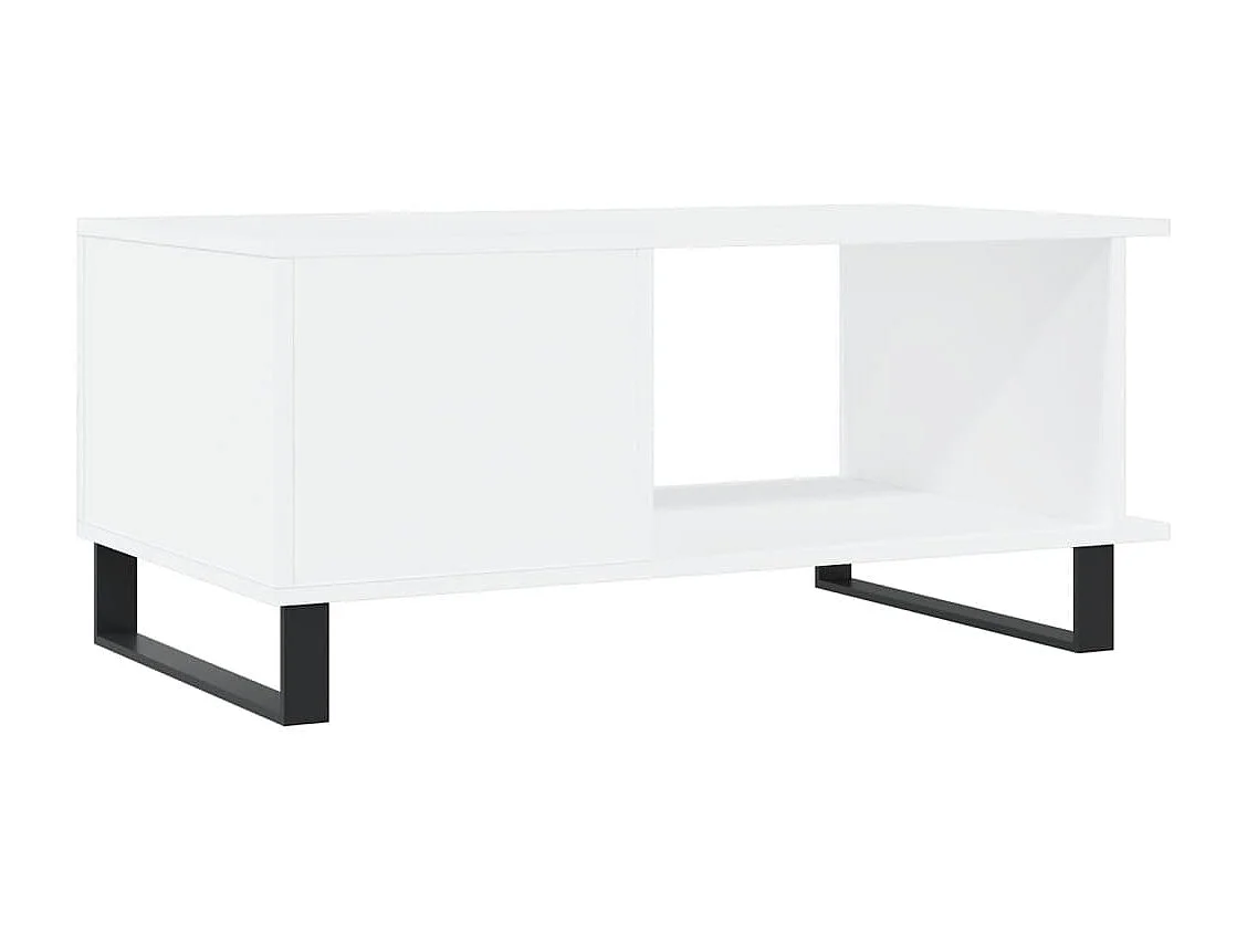 Table basse blanc 90x50x40 bois d'ingénierie