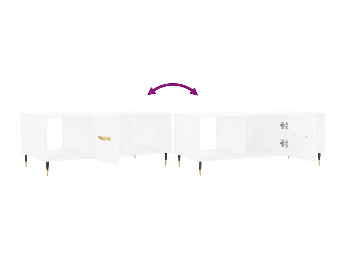 Table basse blanc 102x50x40 bois d'ingénierie