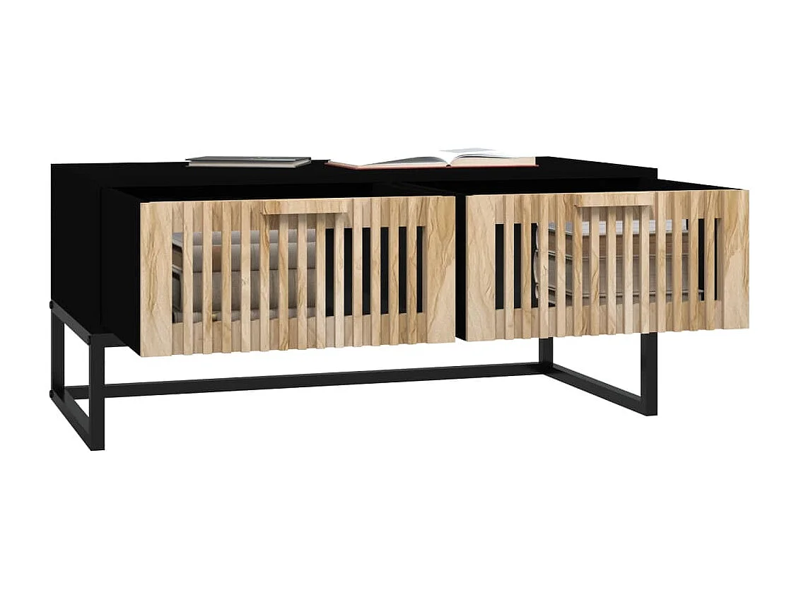Table basse noir 80x40x35 Bois d'ingénierie et fer