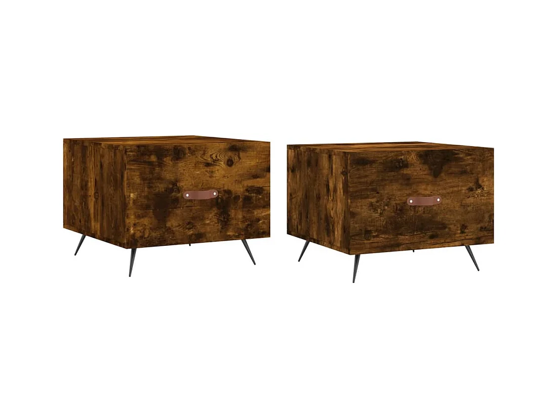 Tables basses 2 pcs chêne fumé 50x50x40 bois d'ingénierie