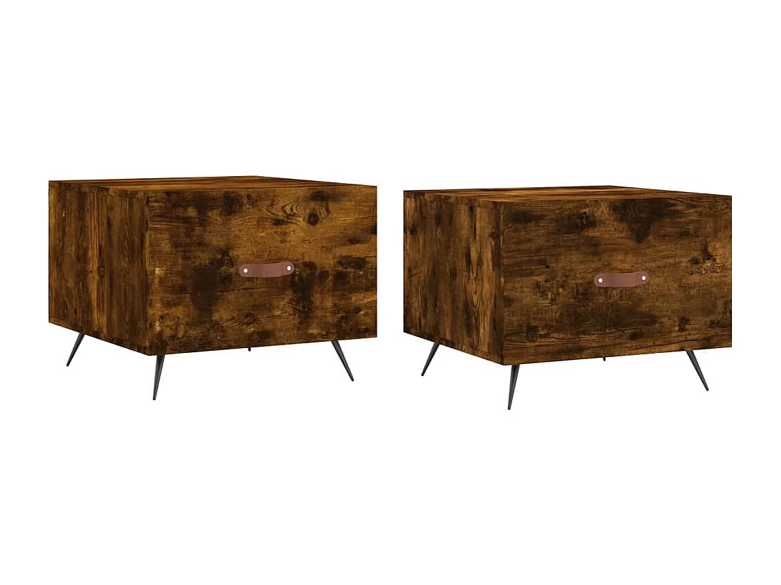 Tables basses 2 pcs chêne fumé 50x50x40 bois d'ingénierie