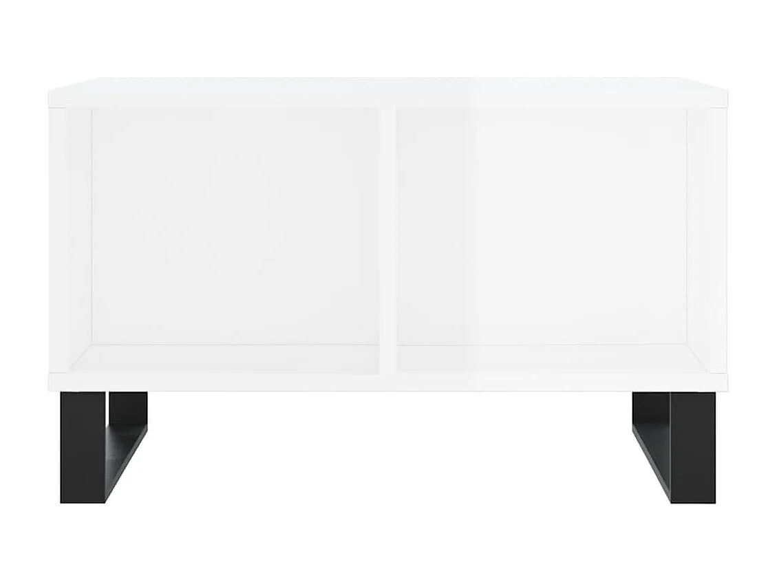 Table basse Blanc brillant 60x50x36,5 Bois d'ingénierie