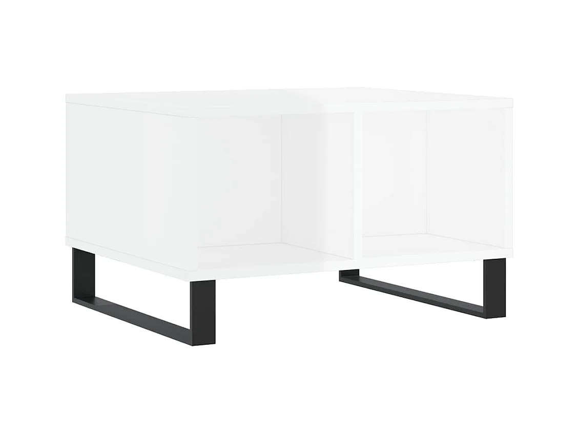 Table basse Blanc brillant 60x50x36,5 Bois d'ingénierie