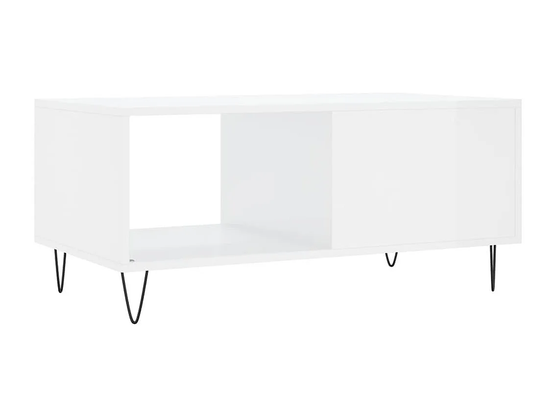 Table basse Blanc brillant 90x50x40 Bois d'ingénierie