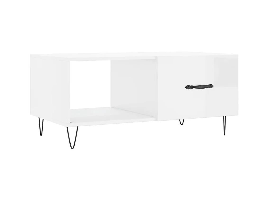Table basse Blanc brillant 90x50x40 Bois d'ingénierie