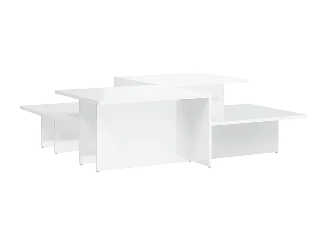 Tables basses 2 pcs blanc brillant bois d'ingénierie