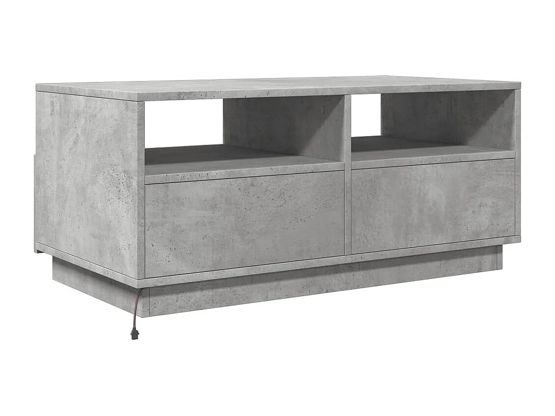 Table basse avec lumières LED gris béton 90x49x40