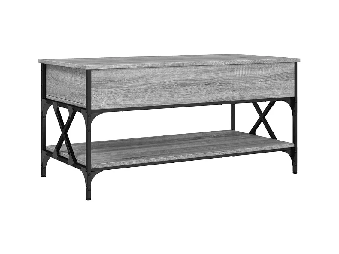 Table basse sonoma gris 100x50x50 bois d'ingénierie et métal
