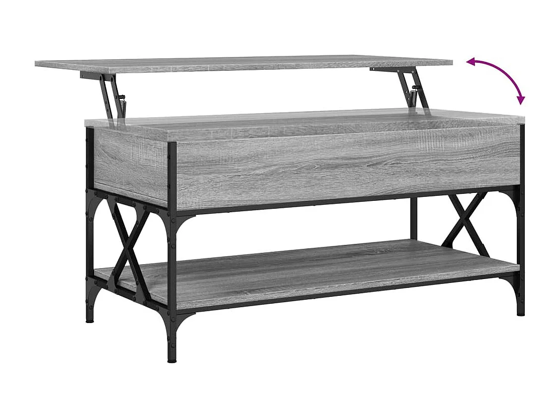 Table basse sonoma gris 100x50x50 bois d'ingénierie et métal