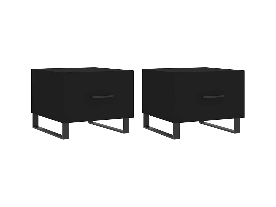 Tables basses 2 pcs noir 50x50x40 bois d'ingénierie