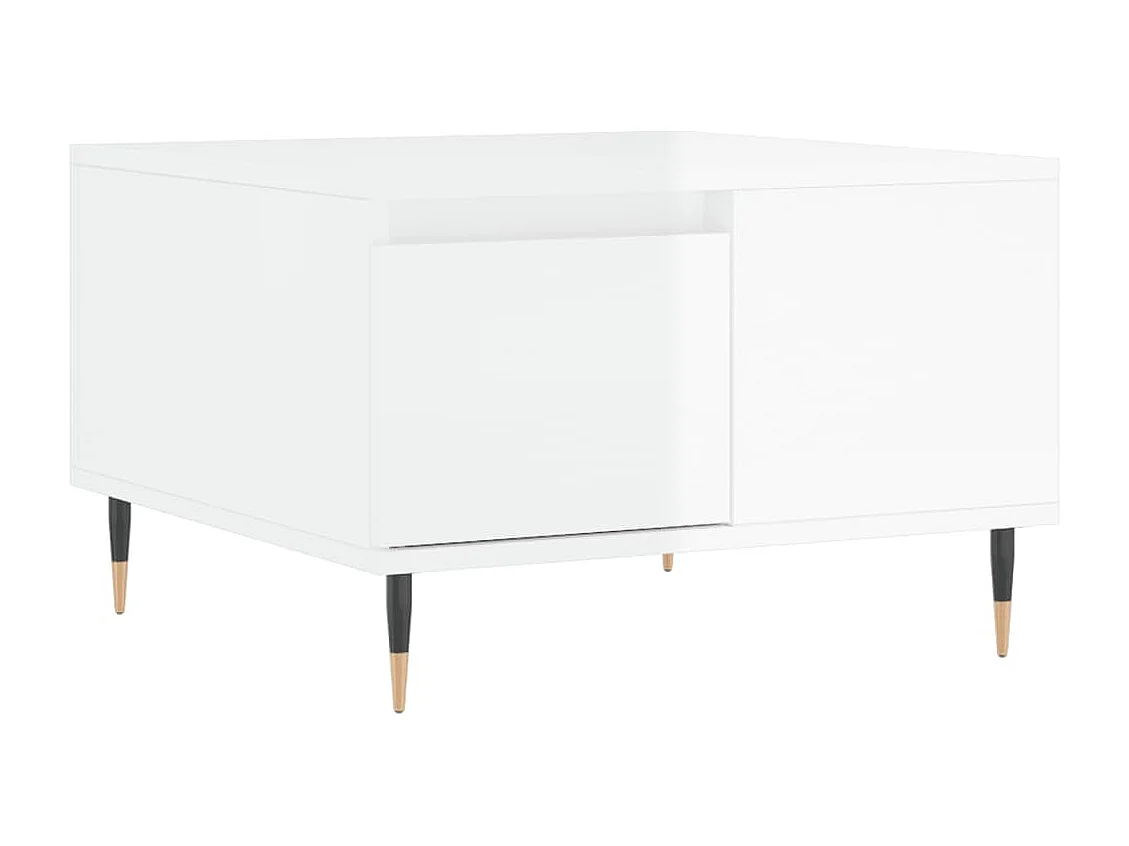 Table basse blanc brillant 55x55x36,5 bois d'ingénierie