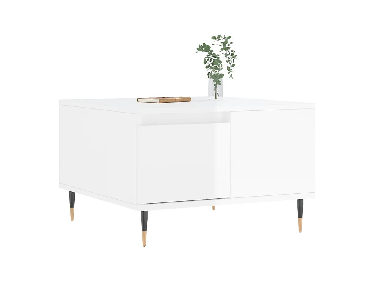 Table basse blanc brillant 55x55x36,5 bois d'ingénierie