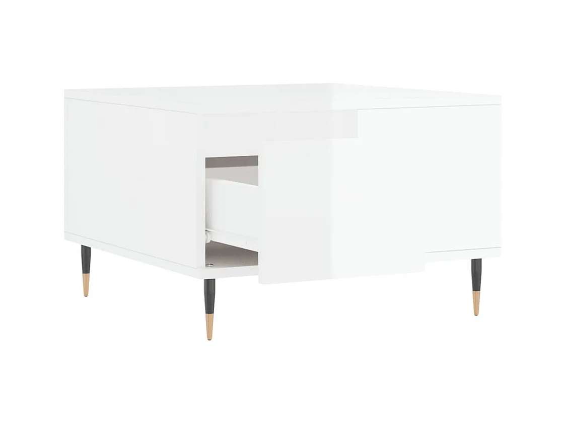 Table basse blanc brillant 55x55x36,5 bois d'ingénierie