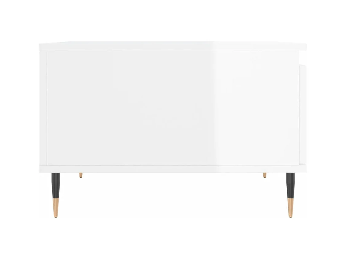 Table basse blanc brillant 55x55x36,5 bois d'ingénierie