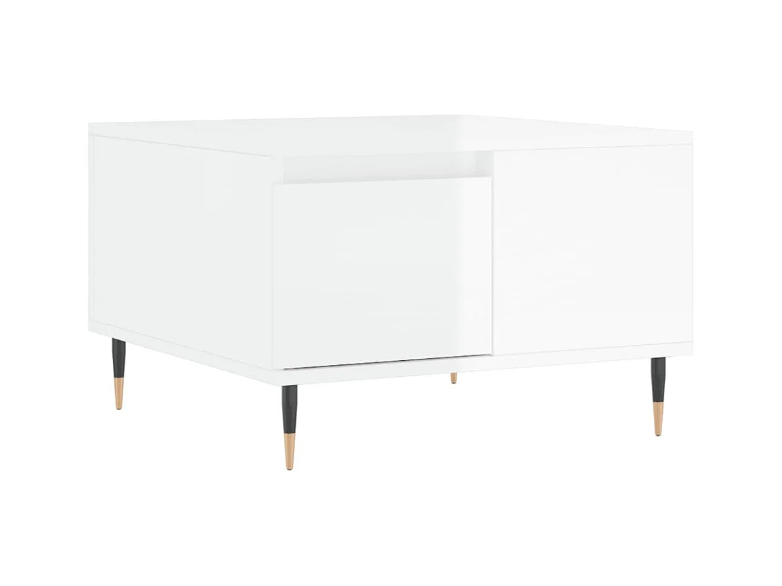 Table basse blanc brillant 55x55x36,5 bois d'ingénierie