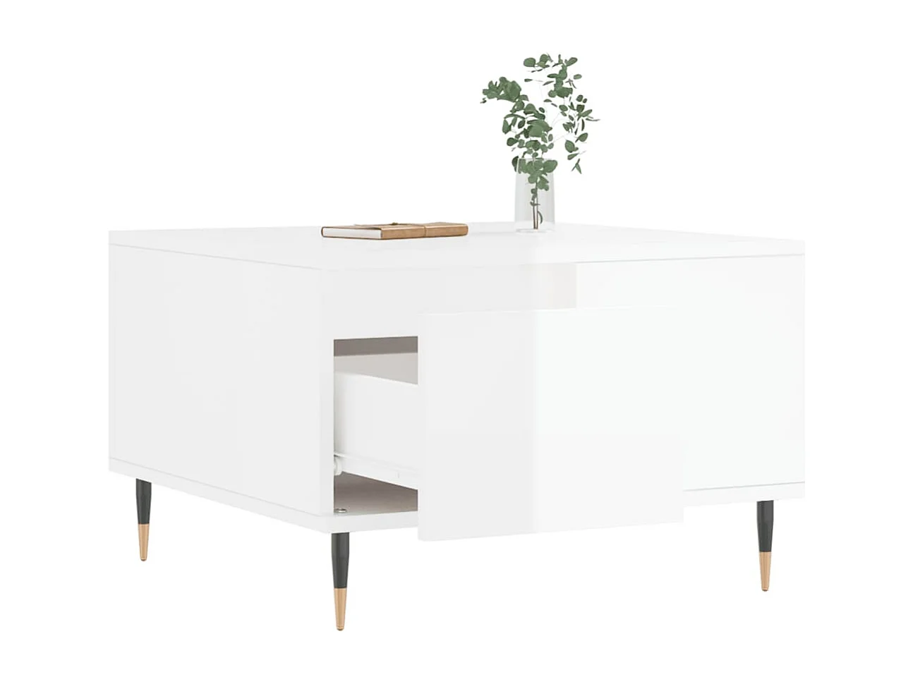 Table basse blanc brillant 55x55x36,5 bois d'ingénierie