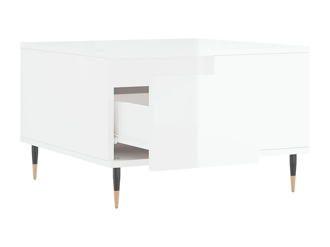 Table basse blanc brillant 55x55x36,5 bois d'ingénierie