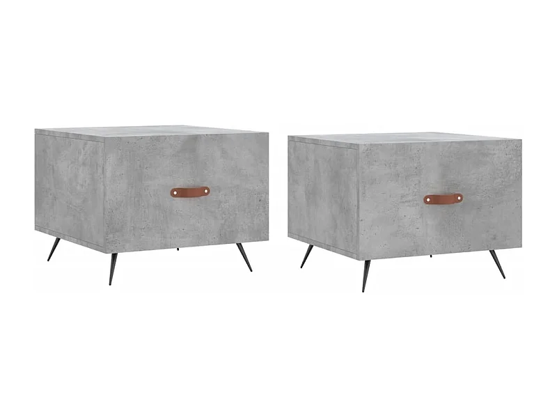 Tables basses 2 pcs gris béton 50x50x40 bois d'ingénierie