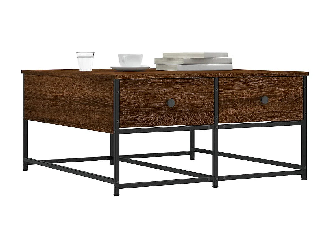 Table basse chêne marron 80x80x40 bois d'ingénierie