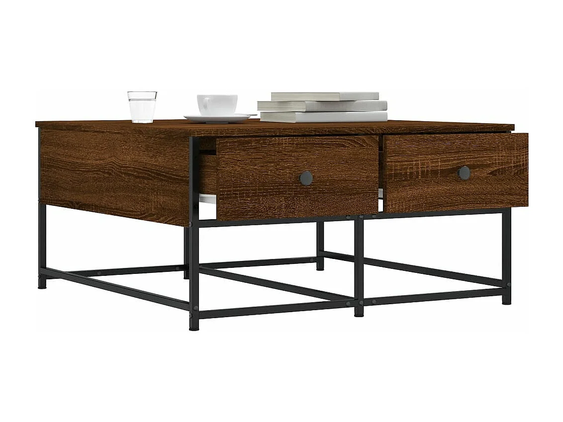 Table basse chêne marron 80x80x40 bois d'ingénierie