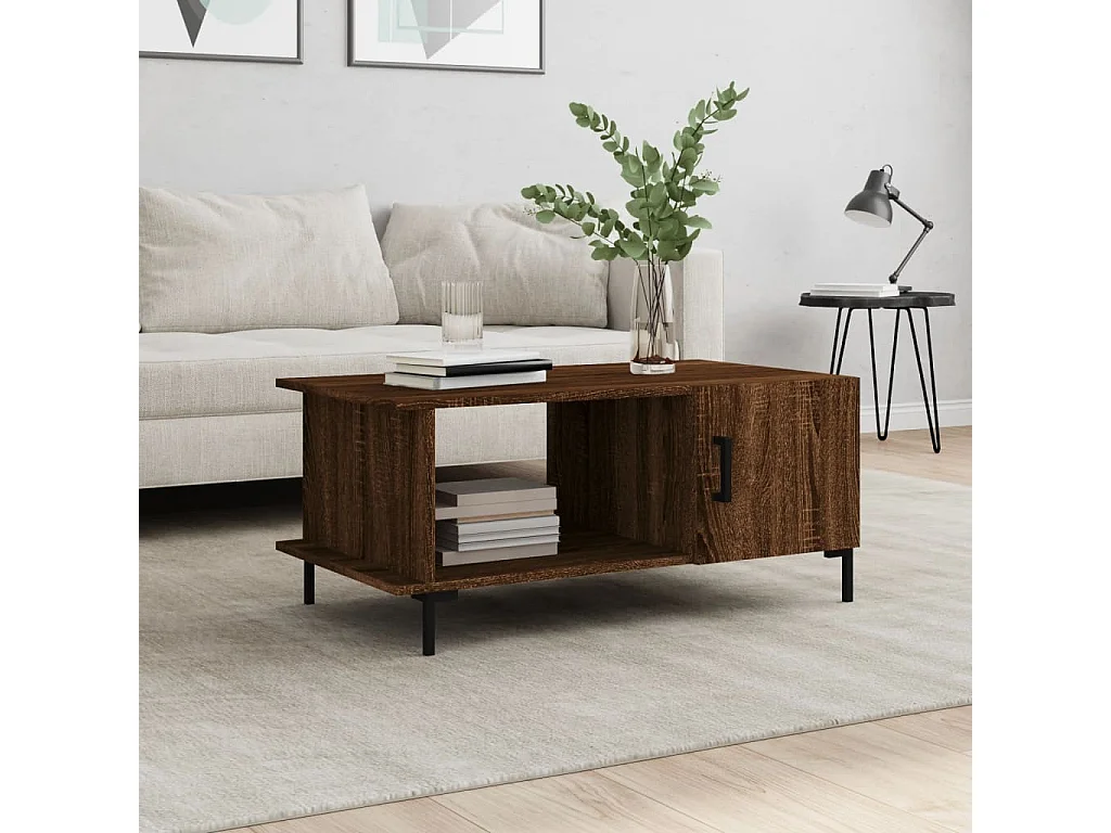 Table basse chêne marron 90x50x40 bois d'ingénierie