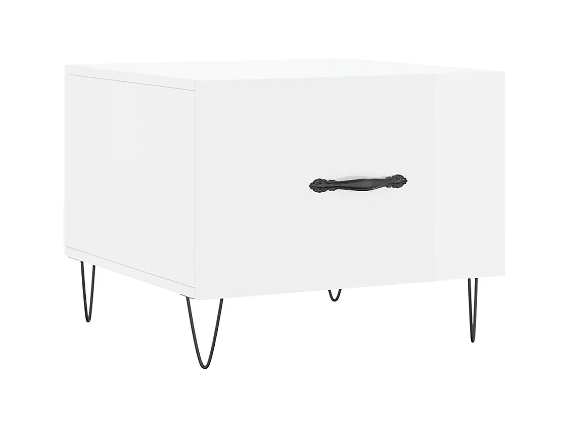 Table basse blanc brillant 50x50x40 bois d'ingénierie