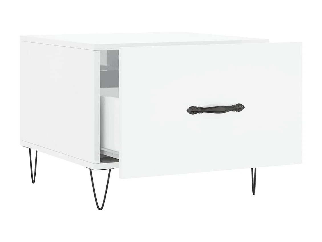 Table basse blanc brillant 50x50x40 bois d'ingénierie