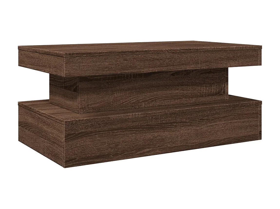 Table basse avec lumières LED chêne marron 90x50x40