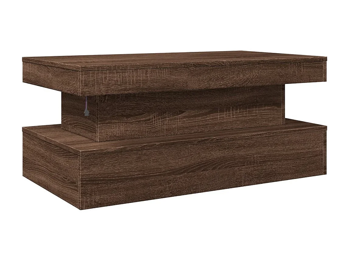 Table basse avec lumières LED chêne marron 90x50x40