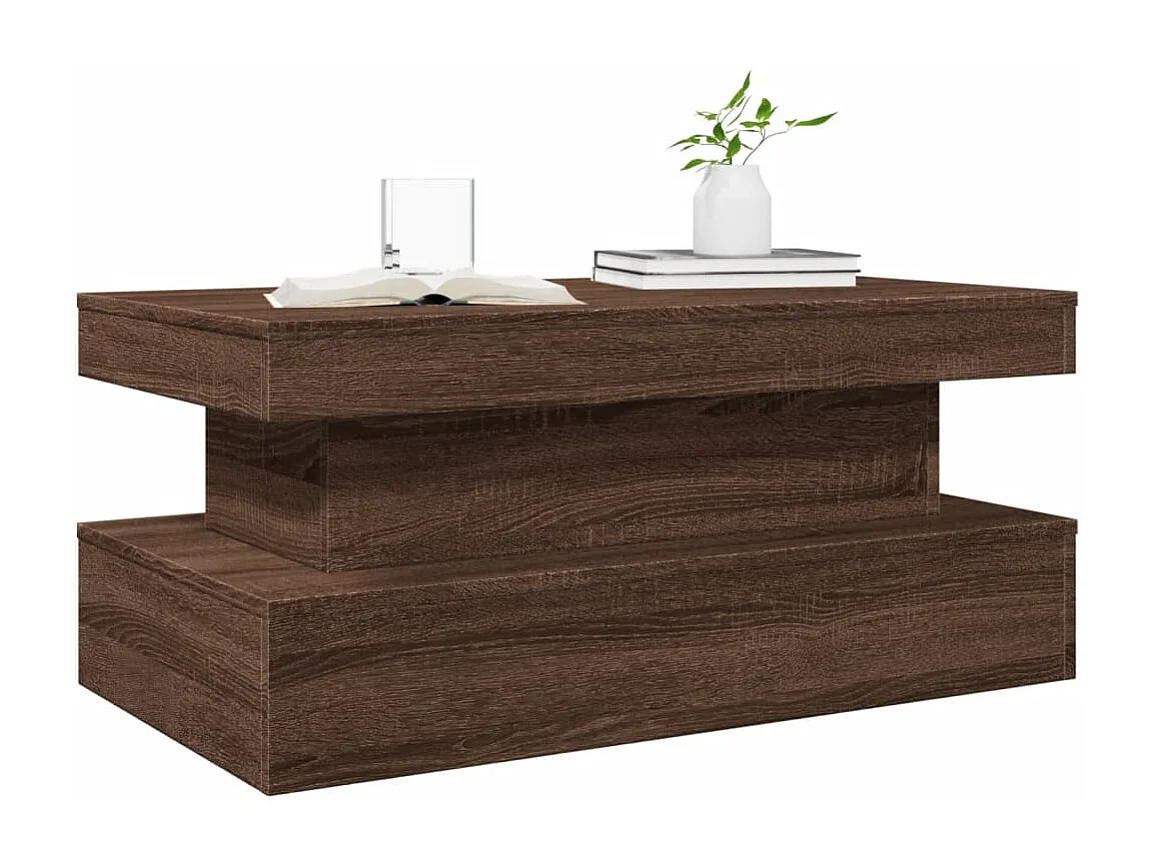 Table basse avec lumières LED chêne marron 90x50x40