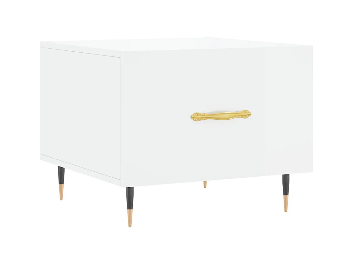 Table basse blanc brillant 50x50x40 bois d'ingénierie