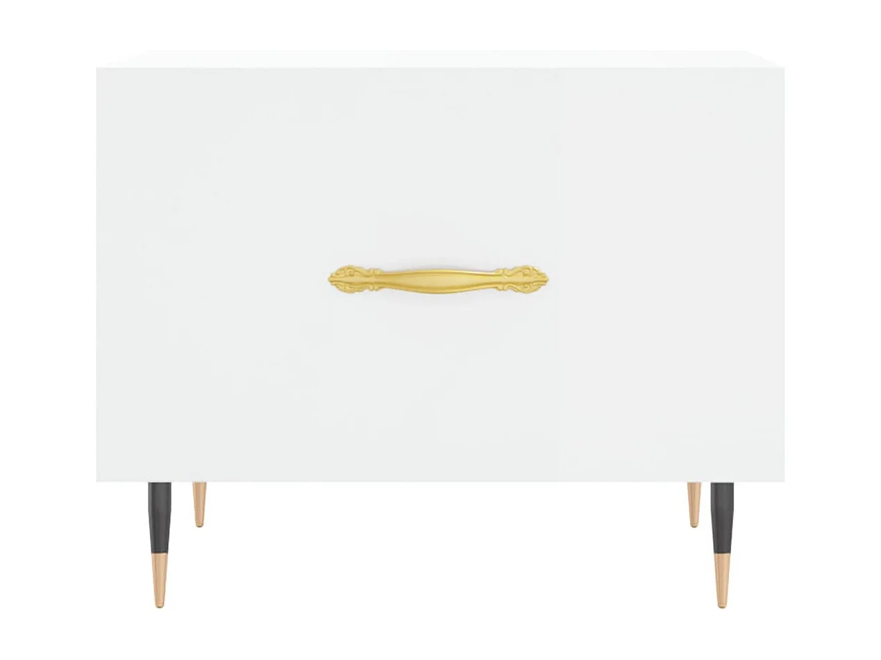 Table basse blanc brillant 50x50x40 bois d'ingénierie