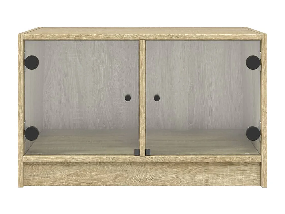 Table basse avec portes en verre chêne sonoma 68x50x42