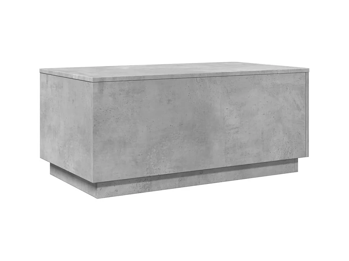 Table basse avec lumières LED gris béton 90x50x40