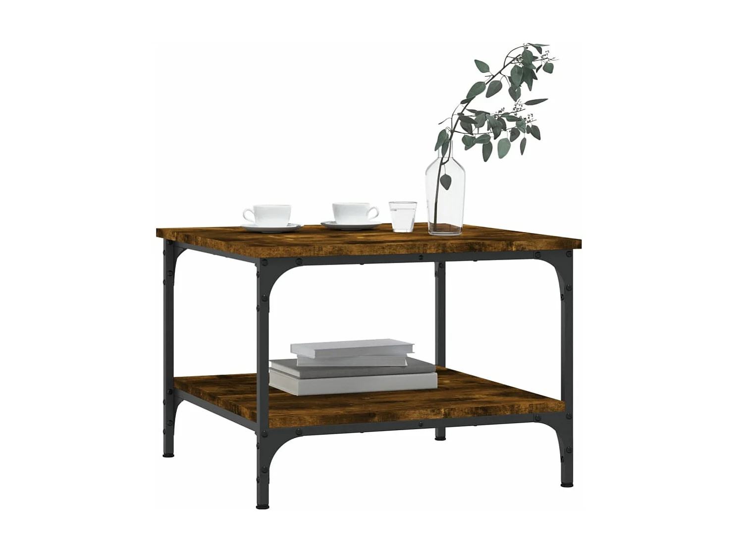 Table basse chêne fumé 55x55x40 bois d'ingénierie