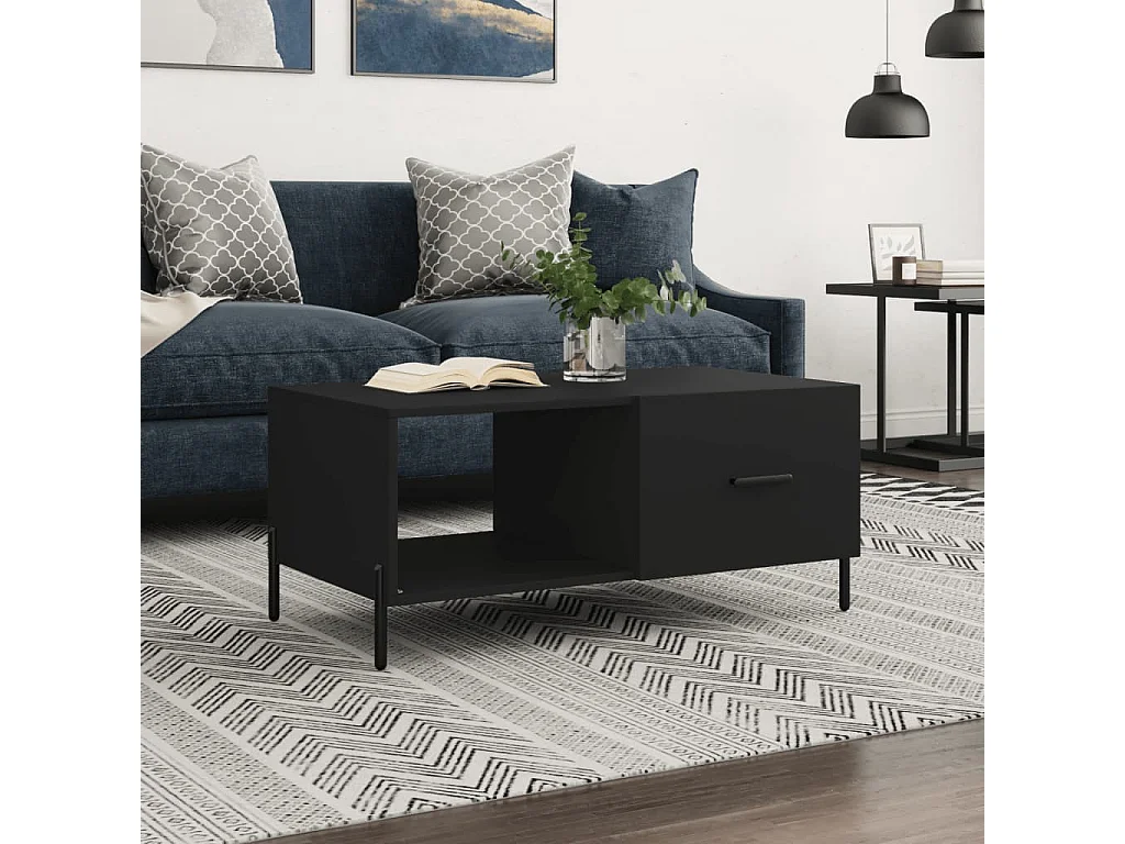 Table basse noir 90x50x40 bois d'ingénierie