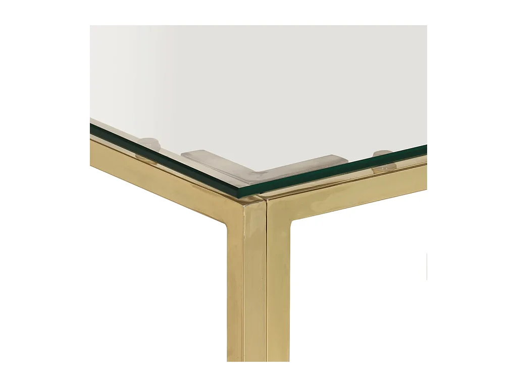 Table basse doré acier inoxydable et verre trempé