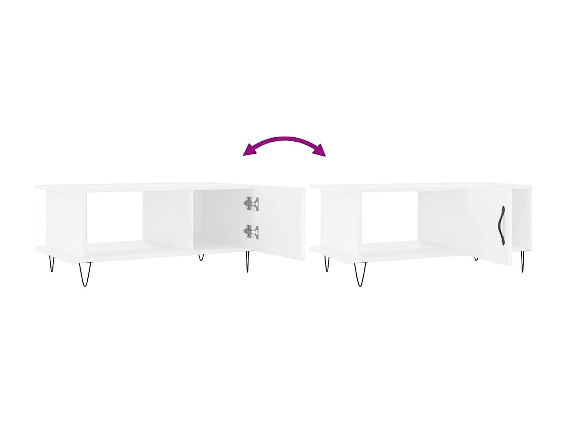 Table basse blanc 90x50x40 bois d'ingénierie