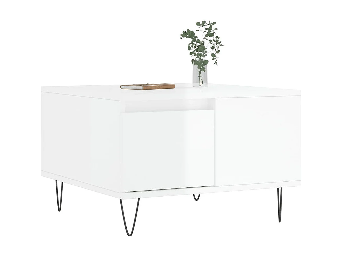 Salontafel 55x55x36,5 cm bewerkt hout hoogglans wit