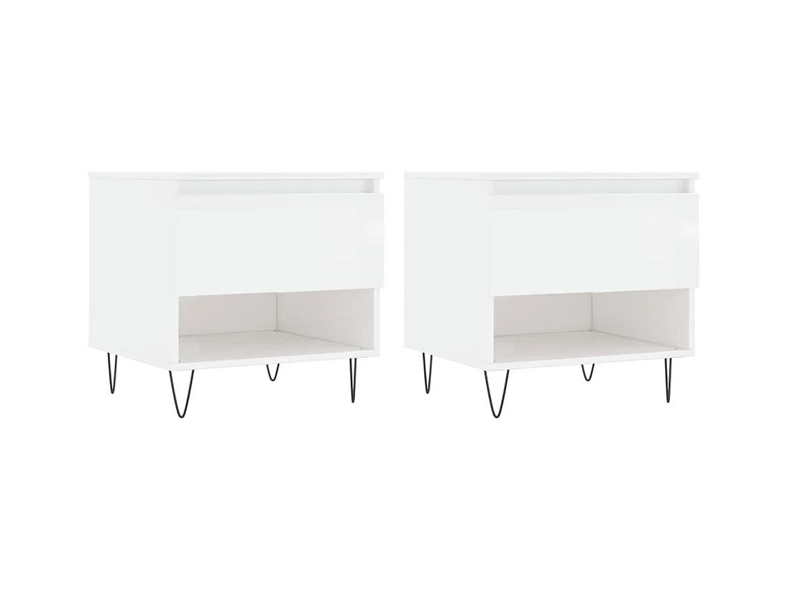 Tables basses 2 pcs blanc brillant 50x46x50 bois d'ingénierie