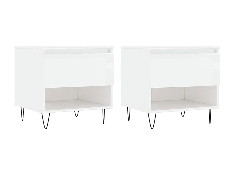 Tables basses 2 pcs blanc brillant 50x46x50 bois d'ingénierie