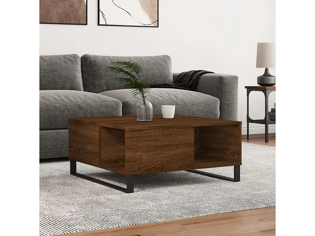 Table basse chêne marron 80x80x36,5 bois d'ingénierie