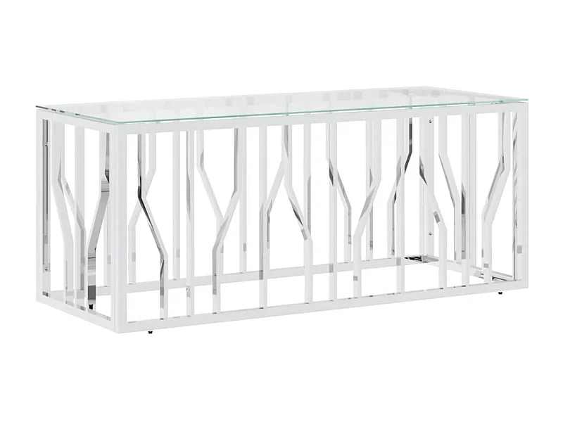 Table basse 110x45x45 acier inoxydable et verre