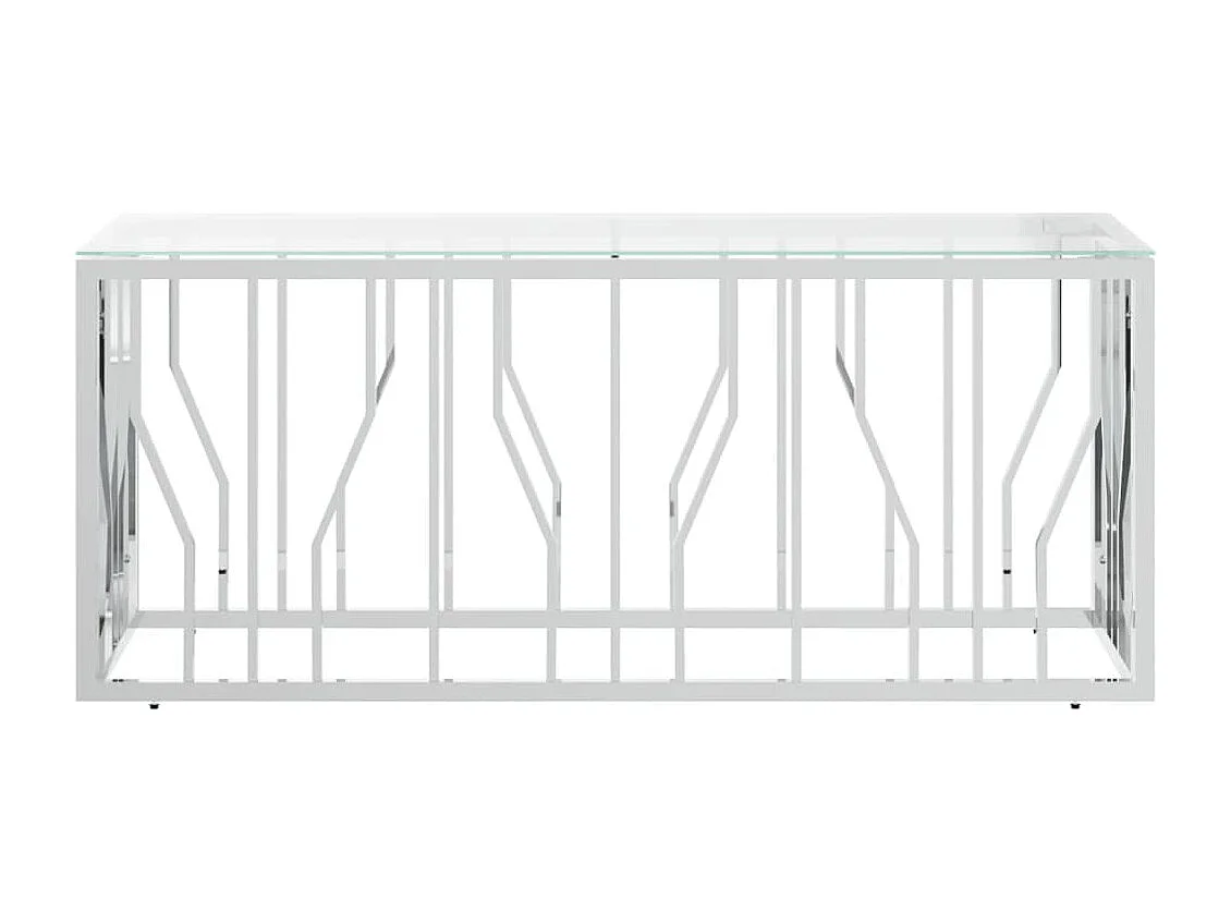 Table basse 110x45x45 acier inoxydable et verre