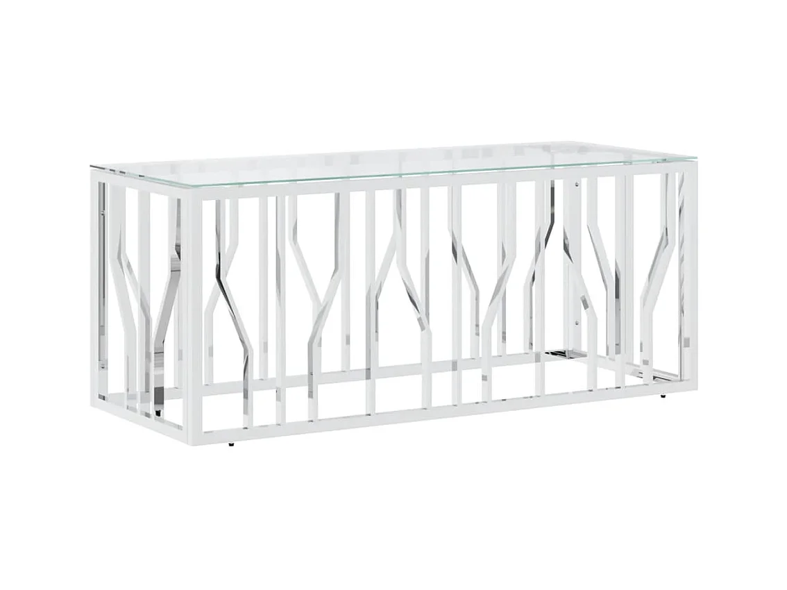 Table basse 110x45x45 acier inoxydable et verre